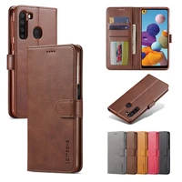cases for samsung galaxy a21 s flip cover case luxury stand magnetic closure plain wallet phone bags for samsung a21s a 21 coque