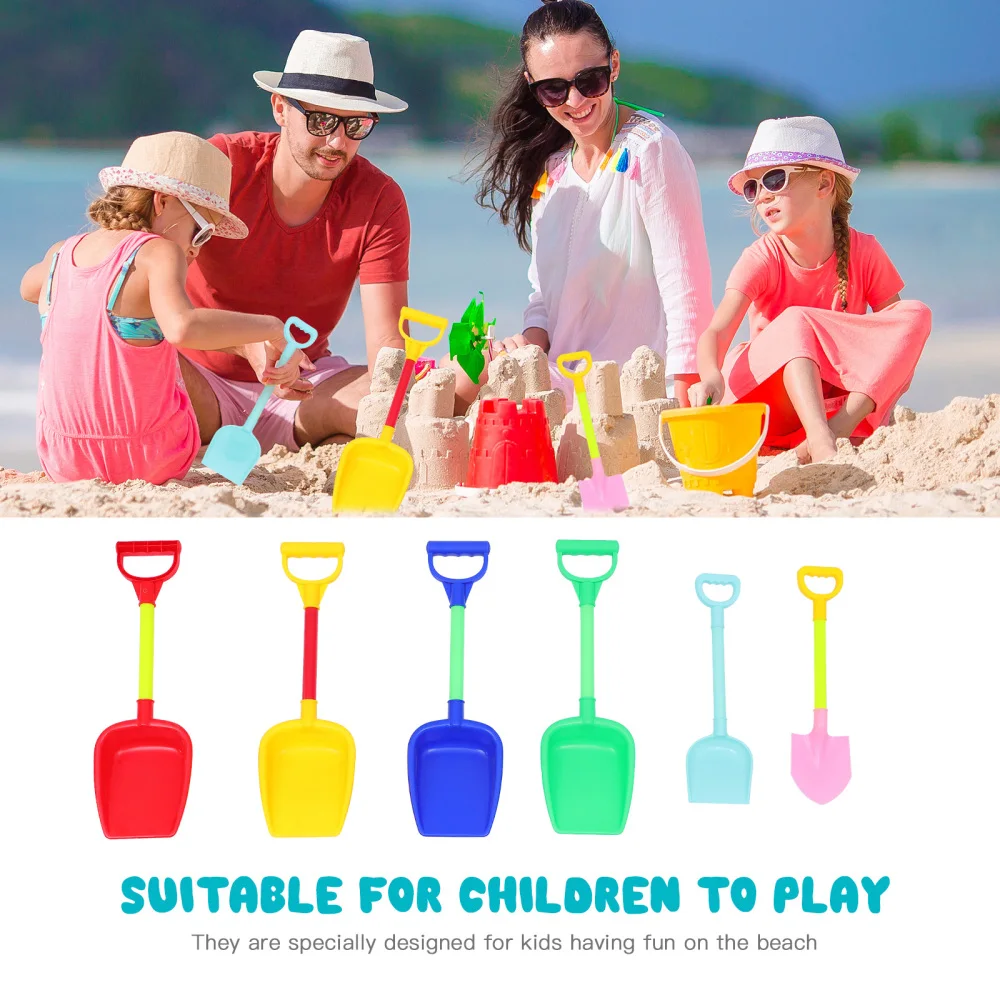 

6pcs Sand Shovels Short Handle Sand Scoop Children Summer Beach Toys