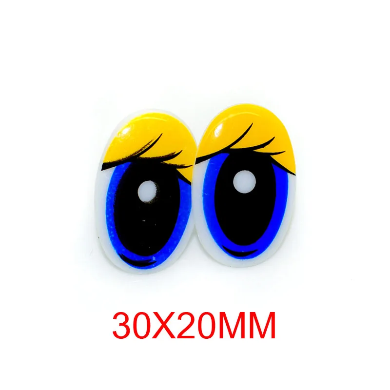 30x20mm yellow 40 шт. новые Мультяшные пластиковые безопасные игрушечные глаза ресницы куклы глаза игрушки Аксессуары для DIY плюшевые куклы Животные Кукольное изготовление - Цвет: 30x20mm yellow