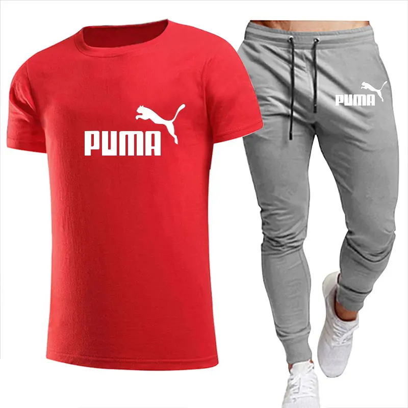

2021 summer fashion casual brand men's suit sportswear sportswear track suit Puma men's sportswear short-sleeved T-shirt 2 pcs