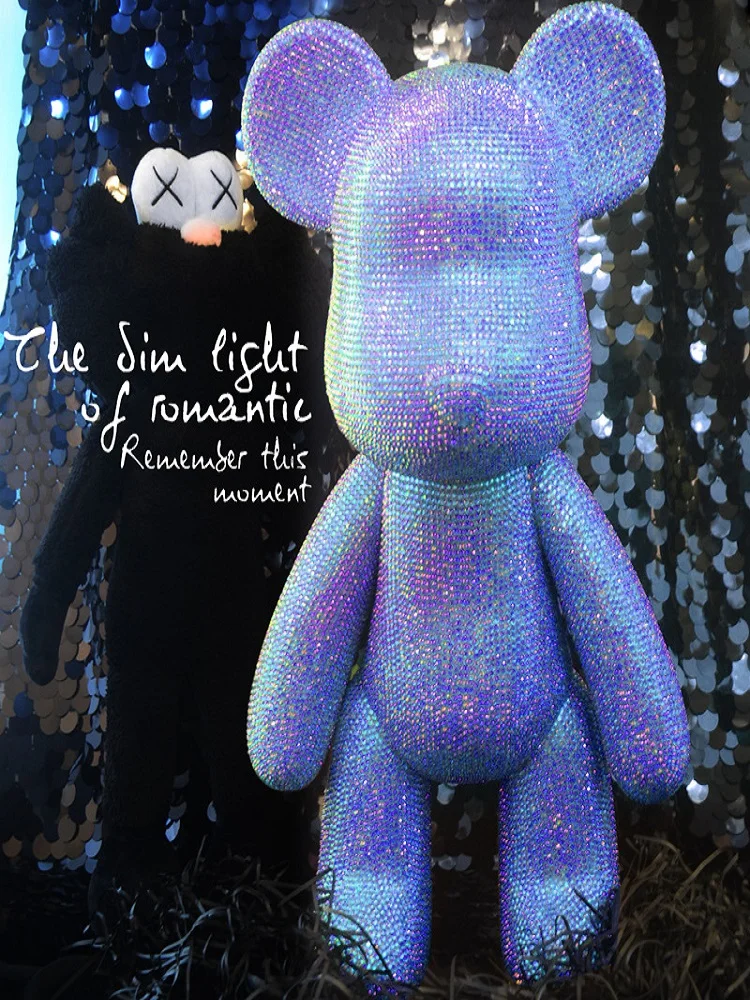 

DIY Diamond Bear Figurines Handmade Cartoons Gift Violence Bear Colour Pearl Teddy Rhinestone Doll Home Desktop Decoration Craft