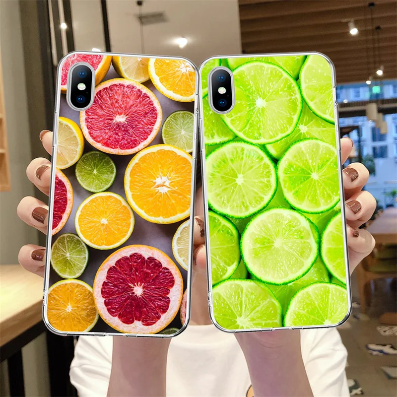 

Kiwi orange XS Cool frosty Summer Lemon Fruit Transparent phone Cover Case for iPhone 11 Pro XS MAX XR X 8 7 12 6S Plus X SE2020