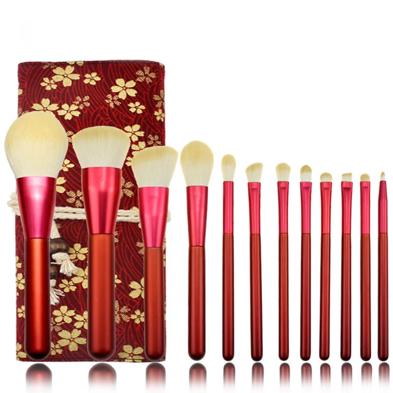 12 красных кистей для макияжа Набор Private Label Профессиональный прекрасная основа