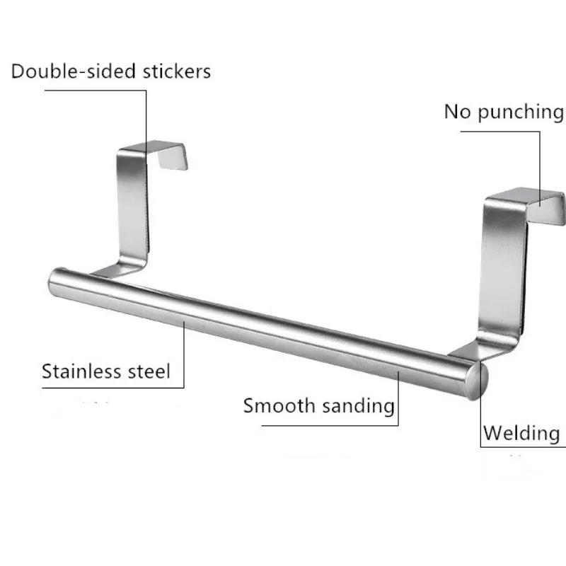 

1PC Over Door Towel Stand Rack Storage Stainless Steel Bathroom Kitchen Cupboard Universal Door Hanging Sundries Shelf Organizer