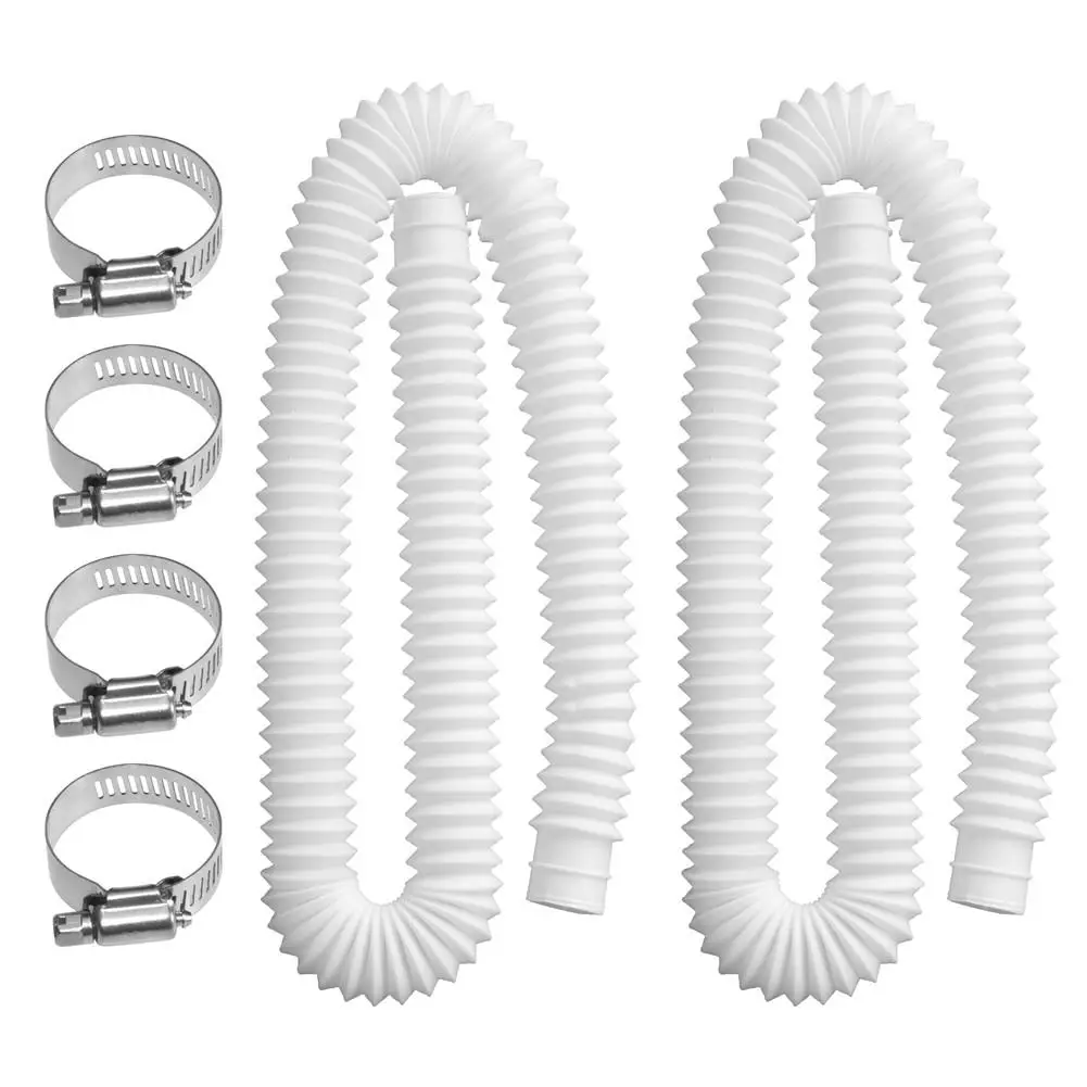 

59.06 Inch Replacement Hose Durable Soft Filter Pump Hose With 4 Metal Clamps Pool Pump Replacement Accessories