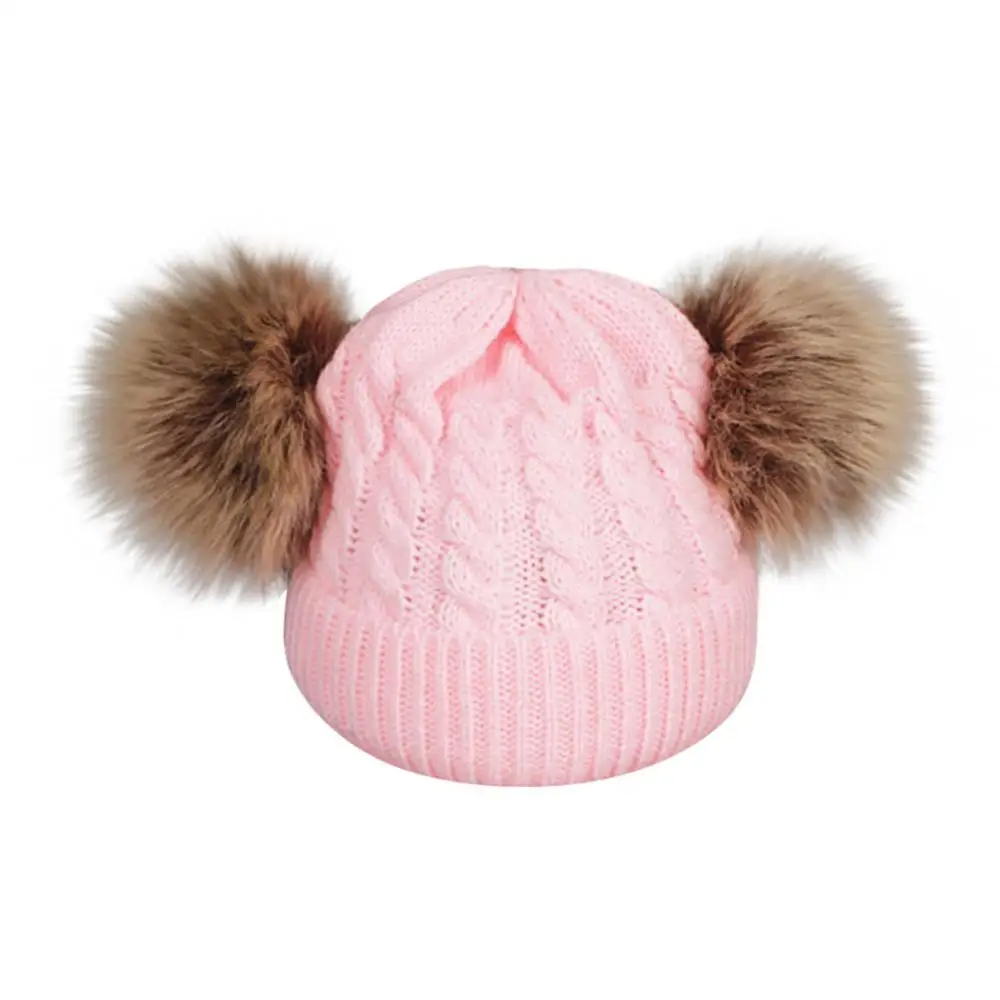 Hat Pink Детские шапки, теплое зимнее Вязание для мальчиков и девочек, шарф, 2 предмета, Детская шерсть для вязания, Кепка для хиарбола+ шарф, комплект, новинка - Цвет: Hat Pink