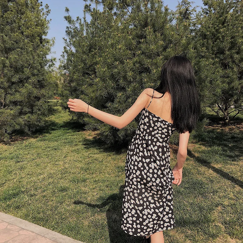 

Floral Dress Women's One-word Collar Sexy Sundresses Women's Korean Version of The Printed Mini Dress Casual Women's Dresses