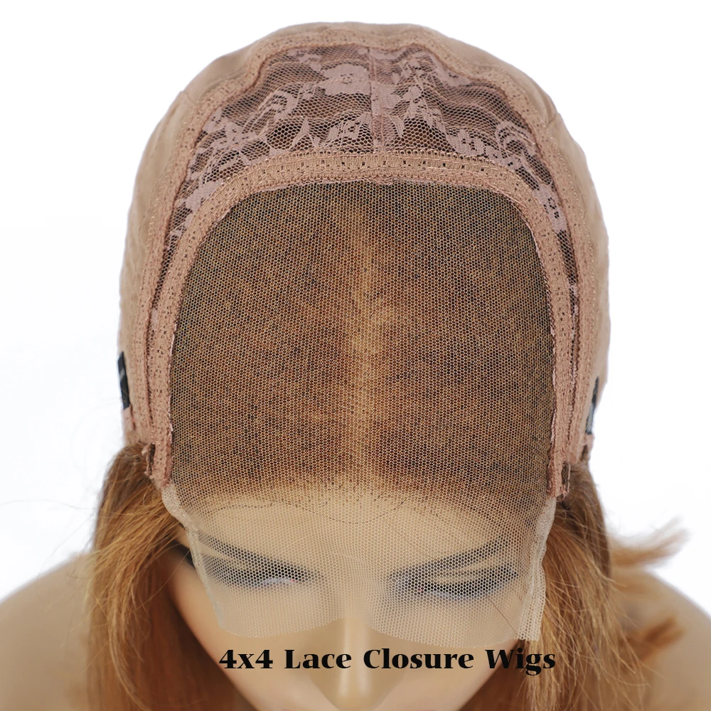 Прямые человеческие волосы на шнуровке парики 4X4 коричневый 30 Бург красный