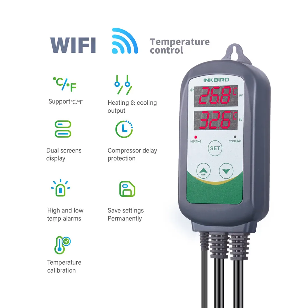 inkbird itc 308 308wifi eu plug digital temperature controller thermostat regulator dual relays heating cooling homebrewing free global shipping