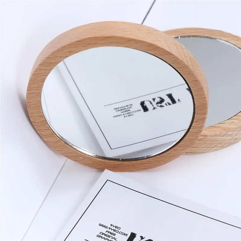 Компактное карманное зеркало для макияжа из Букового дерева 2 шт. компактное