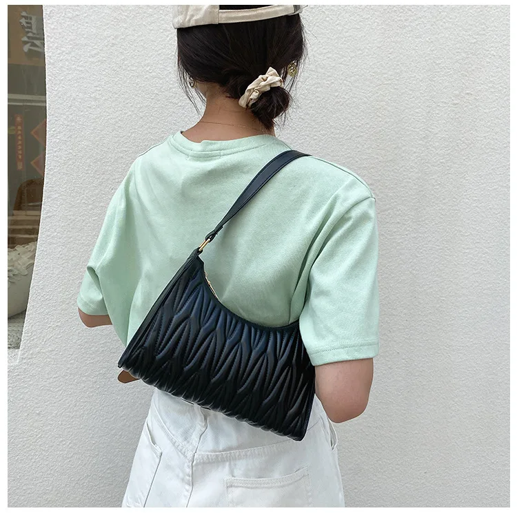 

Модная женская сумочка под подмышку из искусственной кожи, однотонная дамская сумочка-Багет в стиле ретро, модные дизайнерские сумки через ...