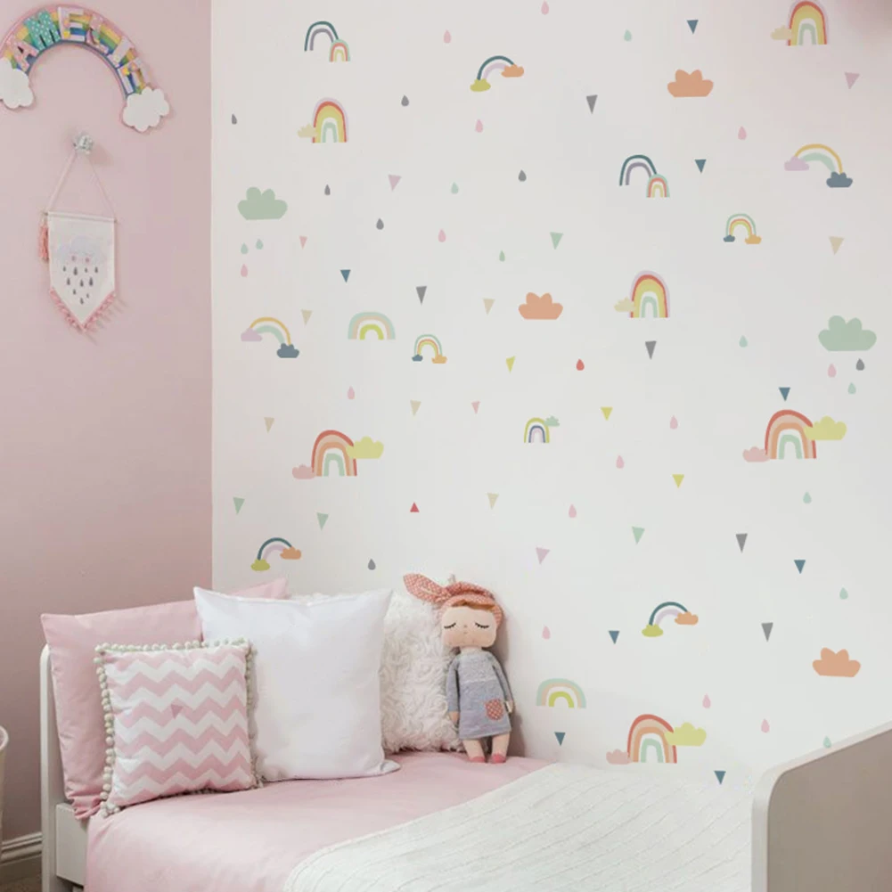 

PVC Rainbow Vinyl Room Decal Wall Art Removable Wall Sticker Kid Room Kindergarten Bedroom Decor kawaii room decor