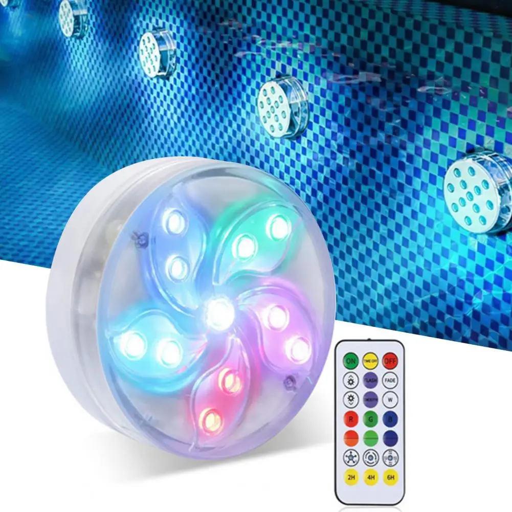 

Hot Sales Colorful Submersible Lamp IP68 Waterproof 13 LED Magnetic Suction Cup Swimming Pool Light for Fish Tank