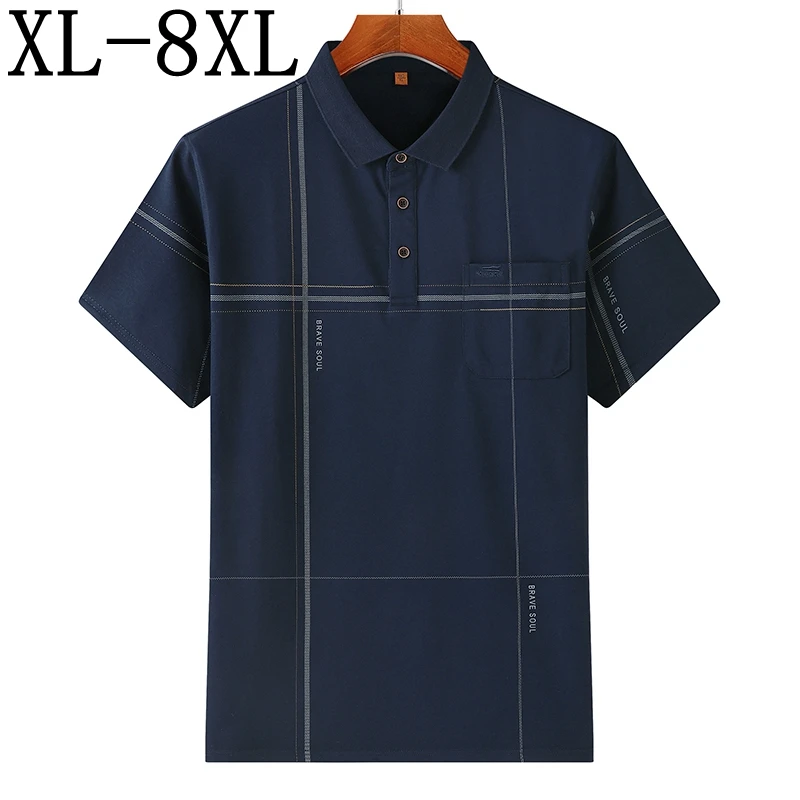 

Size 8XL 7XL 6XL 2021 New Summer Breathable Men Polo Shirt With Pocket Short Sleeve Casual Mens Polos Shirts camisa masculina