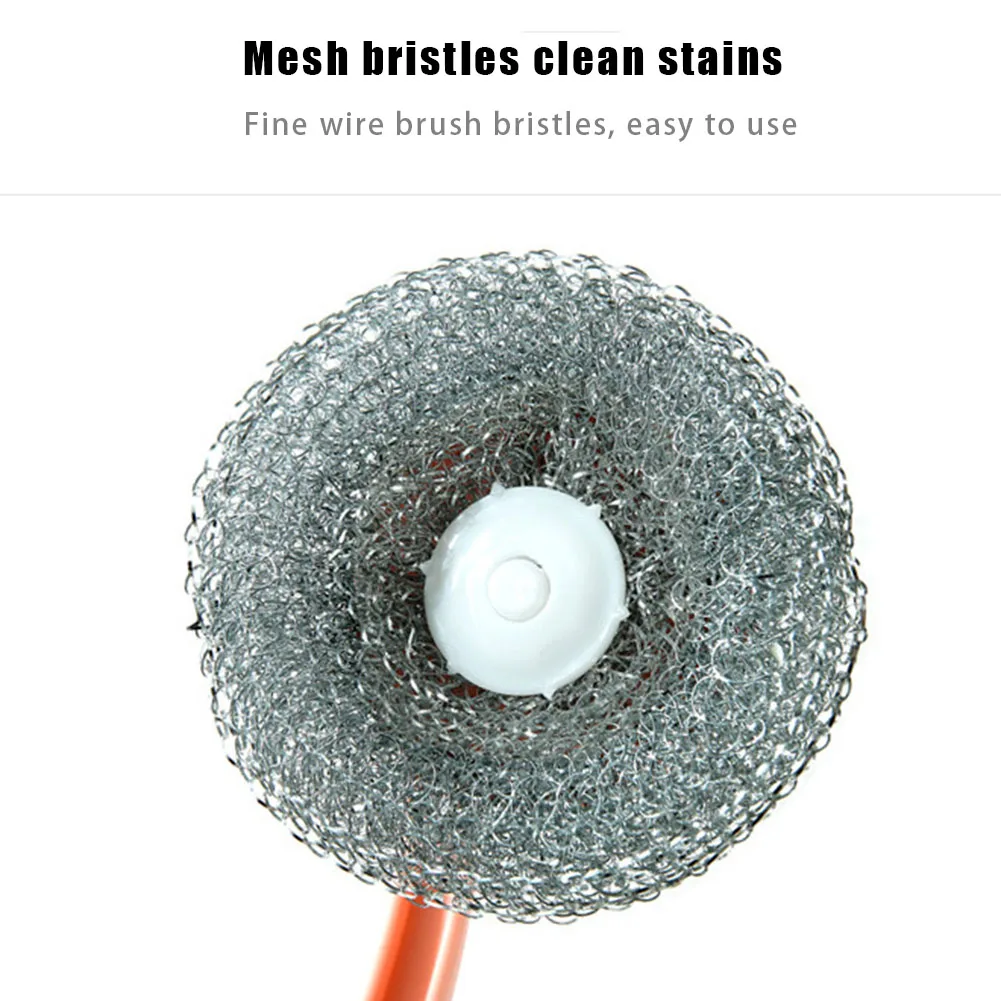 

New Hot 3 Pcs Scrub Brush Cleaning Dishes Brush Wire Bristles Long Handle for Kitchen Pot Pans USJ99