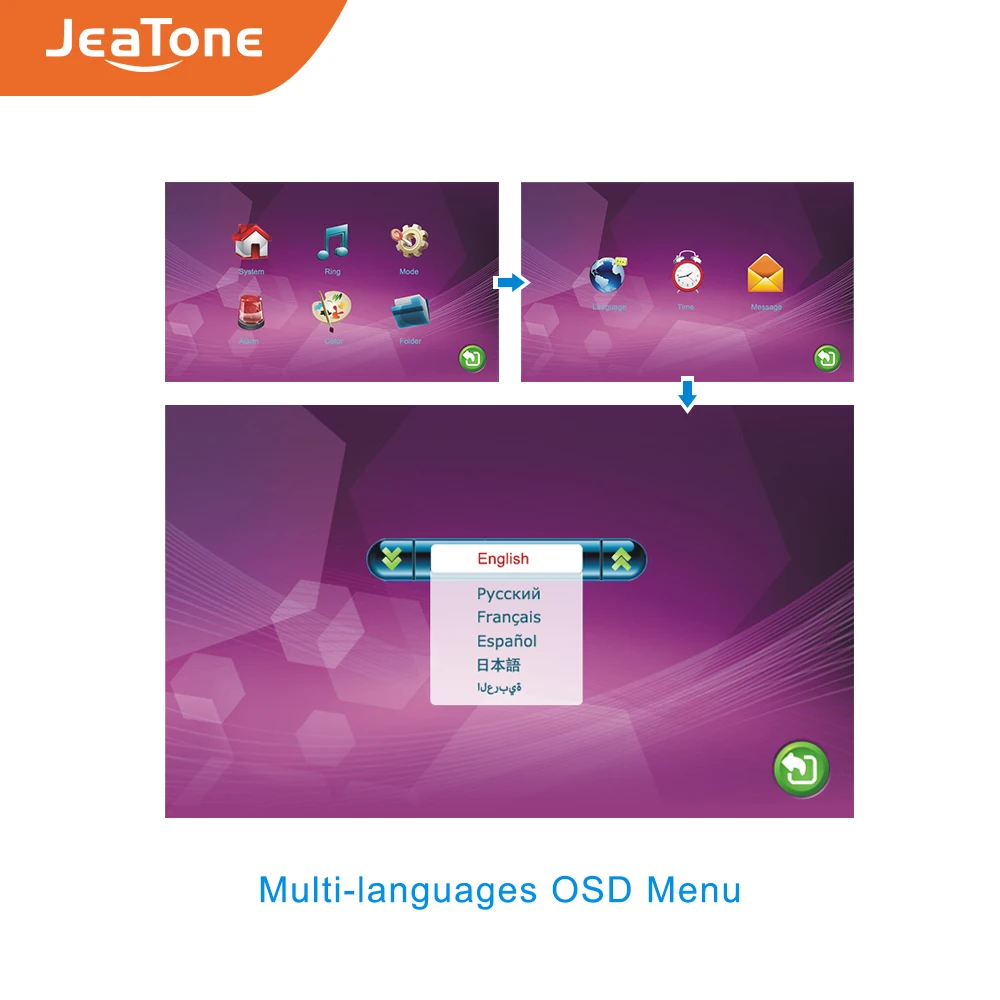 Видеодомофон Jeatone 2-2 7 '' домофон HD 1200TVL наружная камера дверной звонок функция