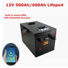 Литиевая батарея Lifepo4 12 в 500 Ач 600 Ач, BMS с bluetooth для хранения солнечной энергии, для дома на колесах, для электромобилей, лодок, 20 А, зарядное устройство