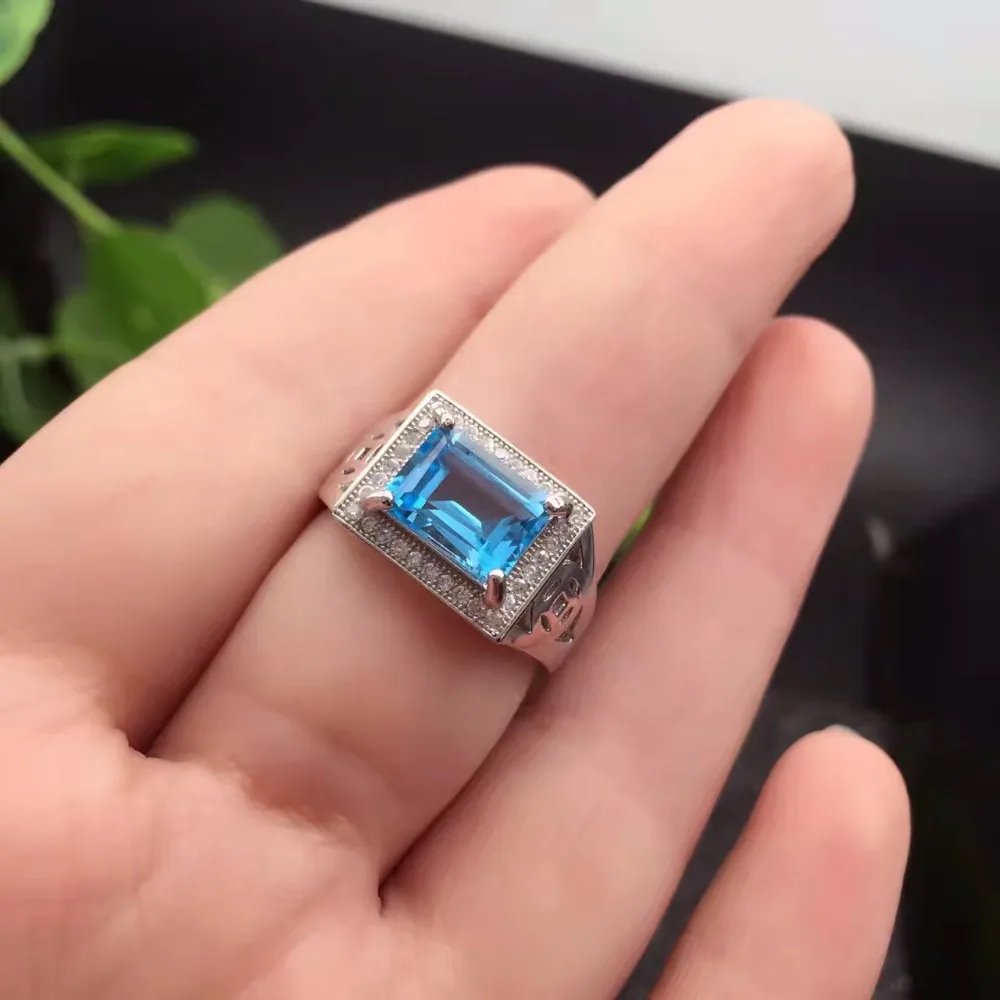 Кольцо с натуральным топазом 100% Классическое однотонное серебряное кольцо для