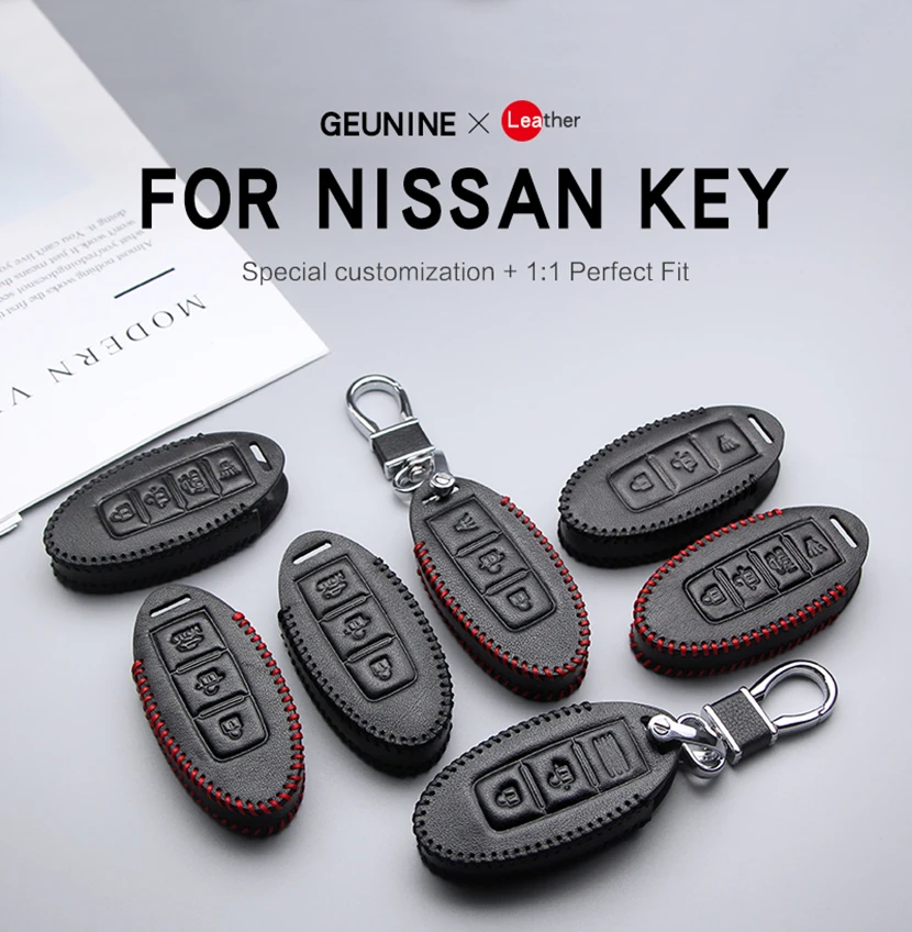 Кожаный чехол для ключей автомобиля для Nissan Murano Navara Almera Classic Teana J32 Terrano Pulsar Cube Maxima, аксессуары для ключей