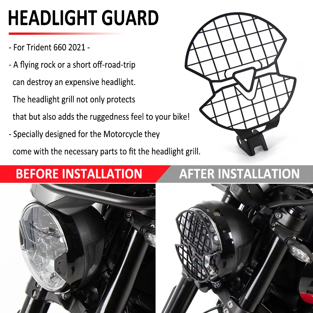 

NEW For Trident 660 Trident660 2021 Motorcycle Accessories Headlight Guard Protector Grill Cover