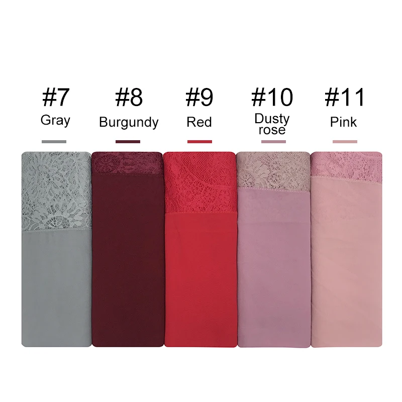 Новинка двухсторонний шифоновый шарф хиджаб с кружевом простые Макси шарфы и