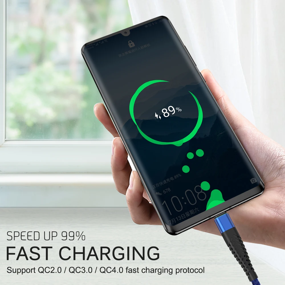 Кабель Micro USB для быстрой зарядки 0 2 1 м 3 Samsung Huawei Xiaomi Android длинный провод питания