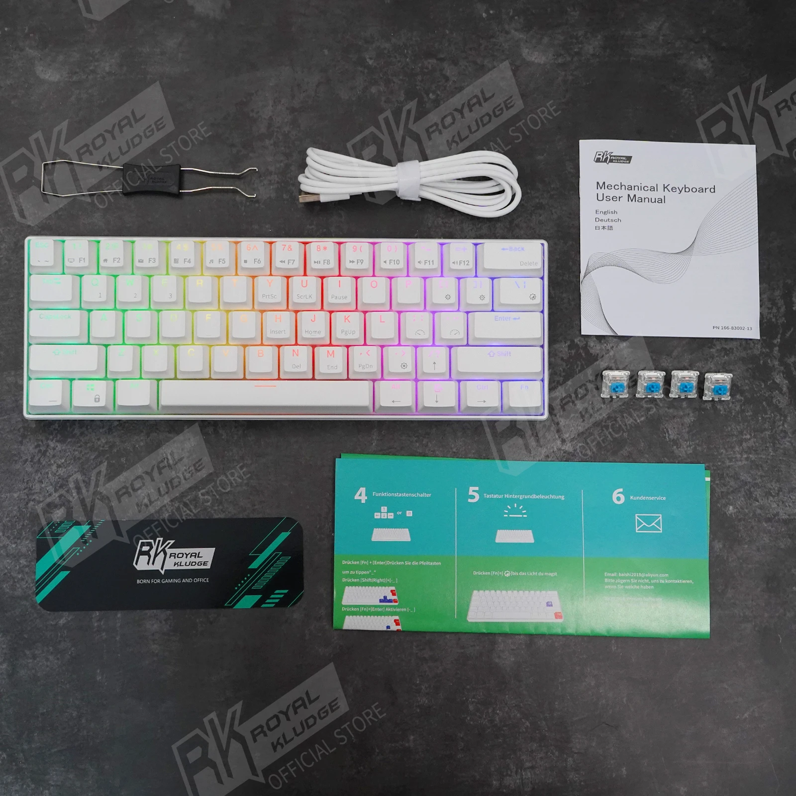 

RK61 Hot Swappable Mechanical Gaming Keyboard Compact 61 Keys Wireless keyboard Bluetooth 2.4Ghz Three Modes 60%RGB TKL Keyboard