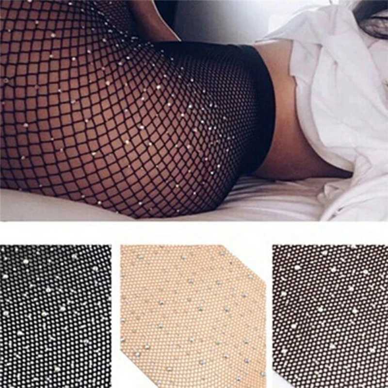 

Women's Tights Crystal Rhinestone Black Stockings Socks Fishnet Pantyhose Mesh Hollow Out