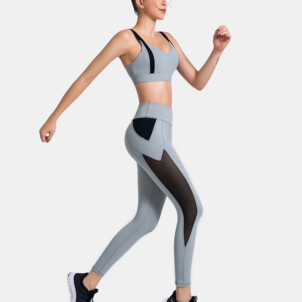 

Women Sportswear Sports Clothing Yoga Set Gym Fitness Clothes Running Workout Legging Sports Bra Racerback Tops