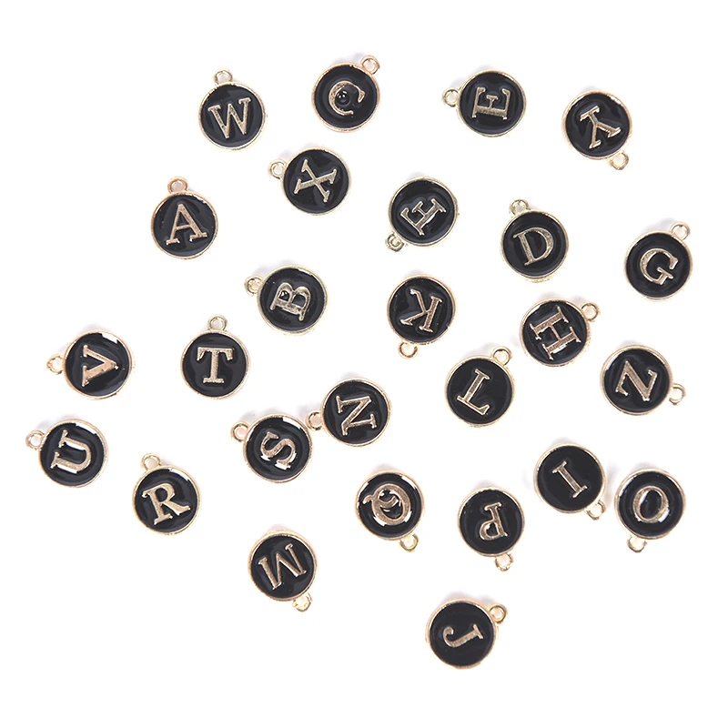 26 шт/набор мода сплав двойная черная эмаль английская буква Шарм Подвеска