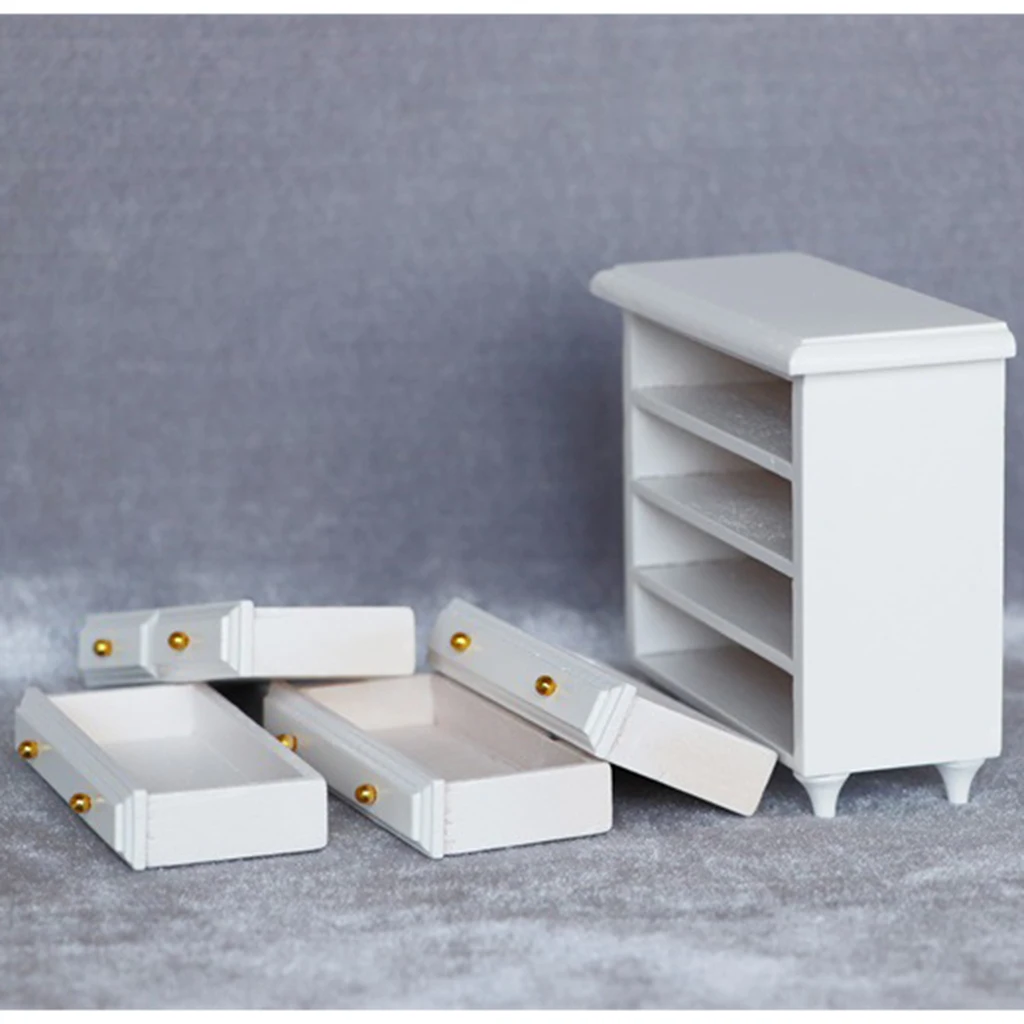 

dollhouse furniture Wooden Drawer Cabinet Kid Toy White Birthday Gifts