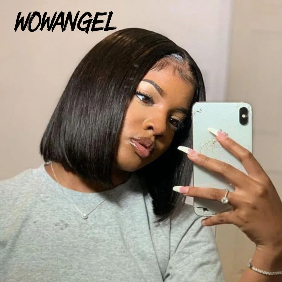 Прямой парик Боб из человеческих волос на сетке бразильский без повреждений