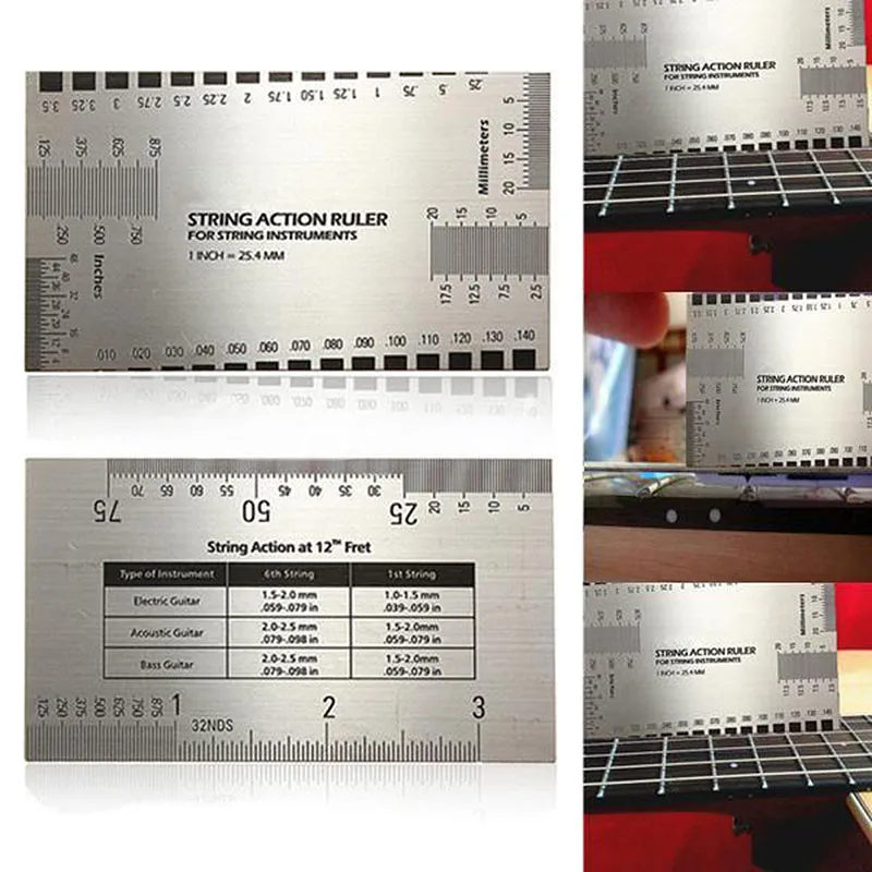 luthier gitarre mess lineal string aktion messer string pitch lineal für bass klassische elektrische akustische gitarre werkzeuge herrscher free