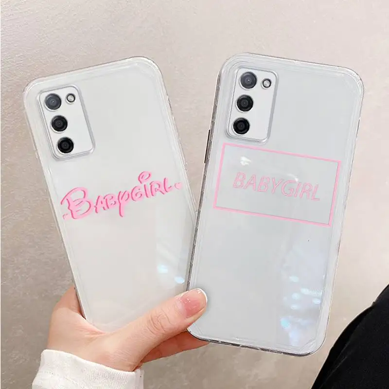 

Babe babygirl honey line Text art Phone Case For Xiaomi Mi 11 Ultra Lite 10 Redmi Note 9 8 7 9a K30S K40 Pro Transparent Coque