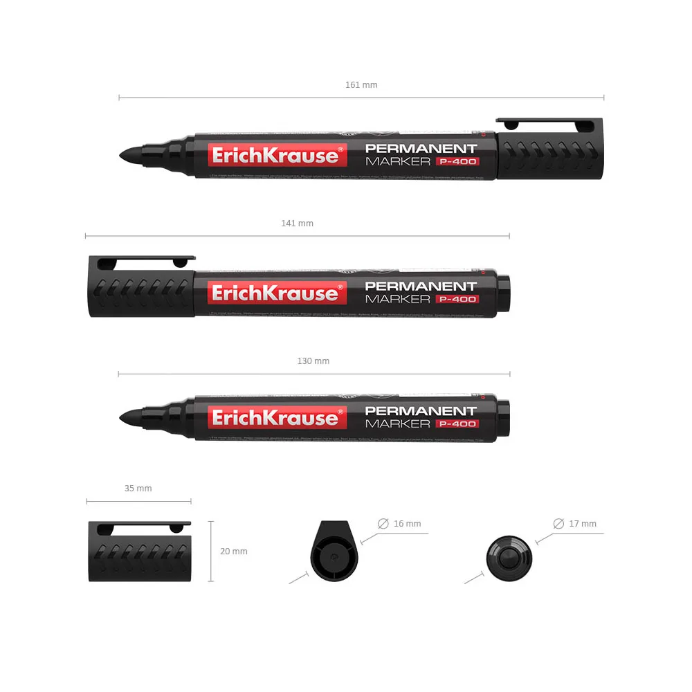 Перманентный маркер ErichKrause P 400 цвет чернил черный синий красный|Маркеры-краски| |