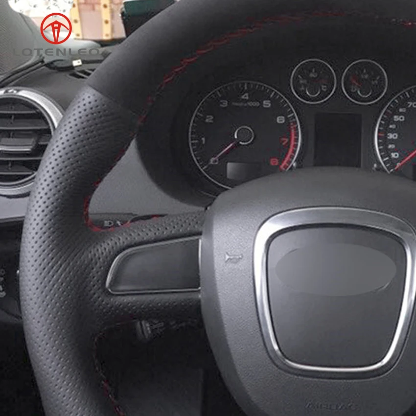 LQTENLEO черная кожа замша сделай сам для Audi A3 2006 2013 A5 S5 2008 2012 S6 Q7 2007 2011 RS4 2008|car steering wheel