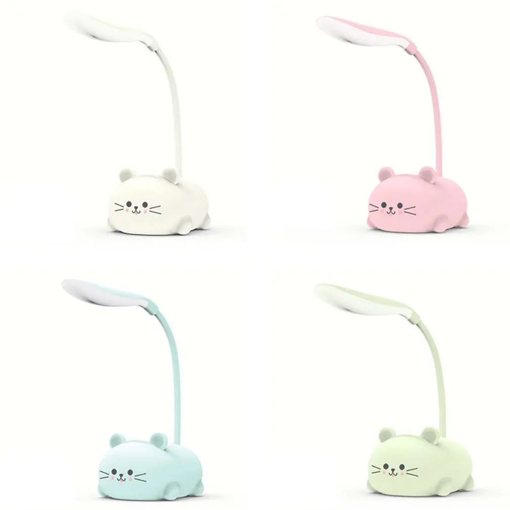 Adjustable Table Lamp Cartoon Cute Cat Night Light USB Rechargeable LED Child Eye Protection Warm White Desk | Освещение
