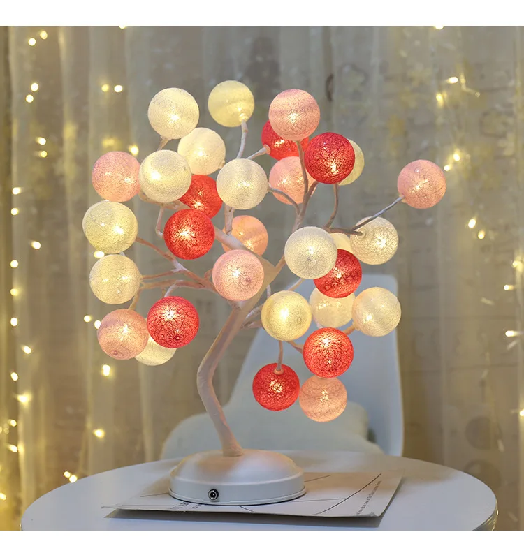 

Christmas birthday gift linen ball decoration led atmosphere desk lamp bedroom bedside study dormitory desk lamp