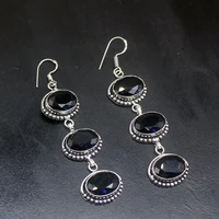 gemstonefactory big promotion unique 925 silver amazing sapphire blue topaz women ladies gifts dangle drop earrings 20212303