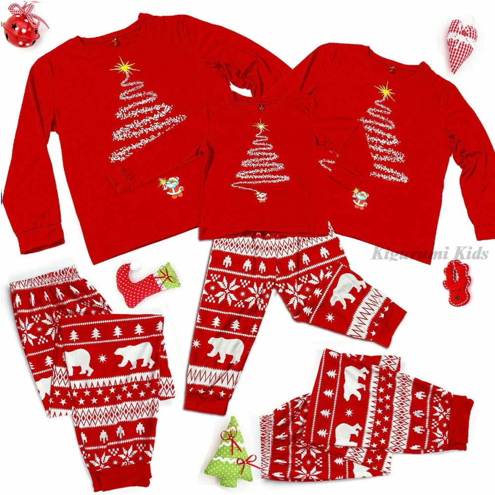 

Christmas Reindeer Pajamas Sets Family Look 2021 Red Family Pajamas Winter Sleepwear Mom Kids Daddy Daughter Pyjamas Baby Jumper