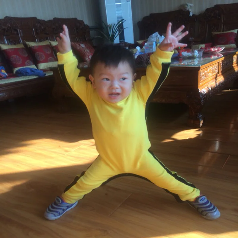 Детский китайский костюм Брюса Ли традиционный Ушу униформа для боевых искусств