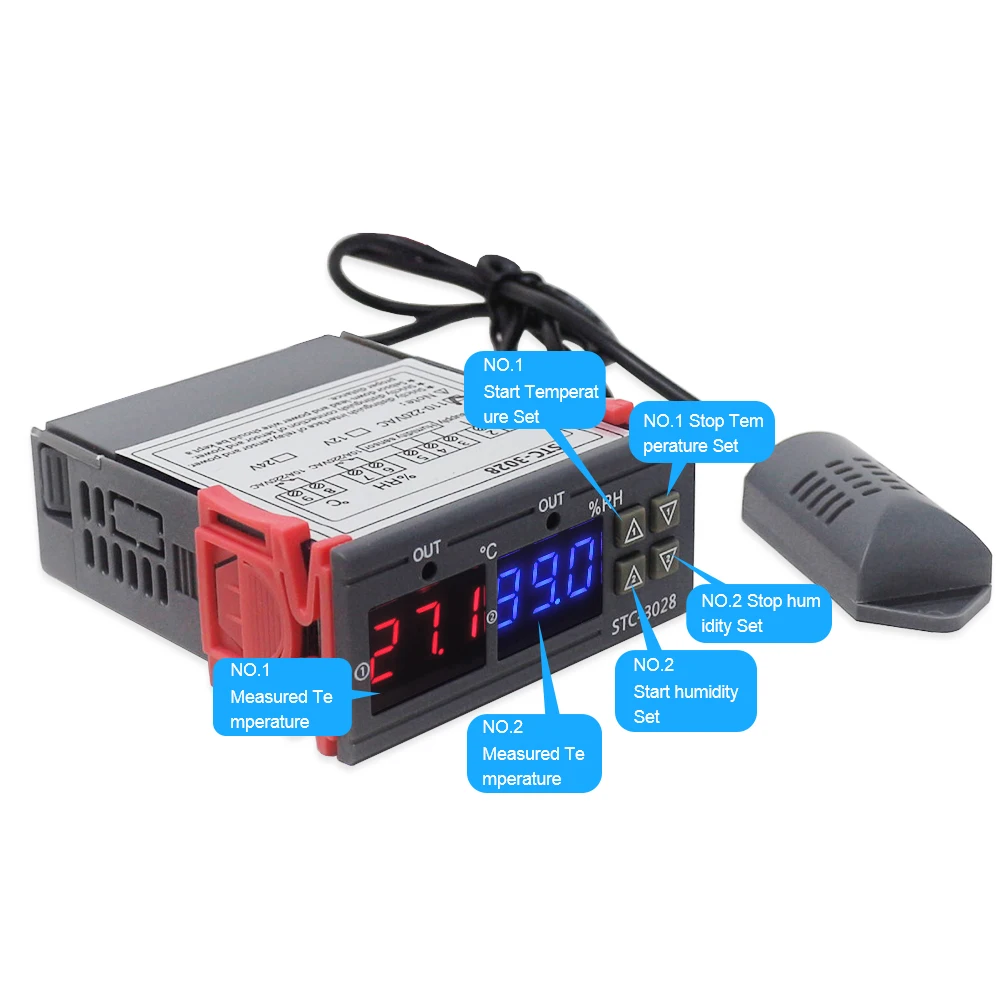 STC-3028 AC 110-220V 10A цифровой регулятор температуры двойной дисплей термостат для