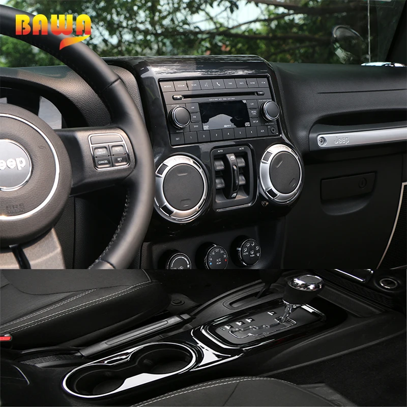 

BAWA ABS Car Dashboard Center Console Air Conditioner Switch Gear Panel Interior Mouldings for Jeep Wrangler JK 2011-2017