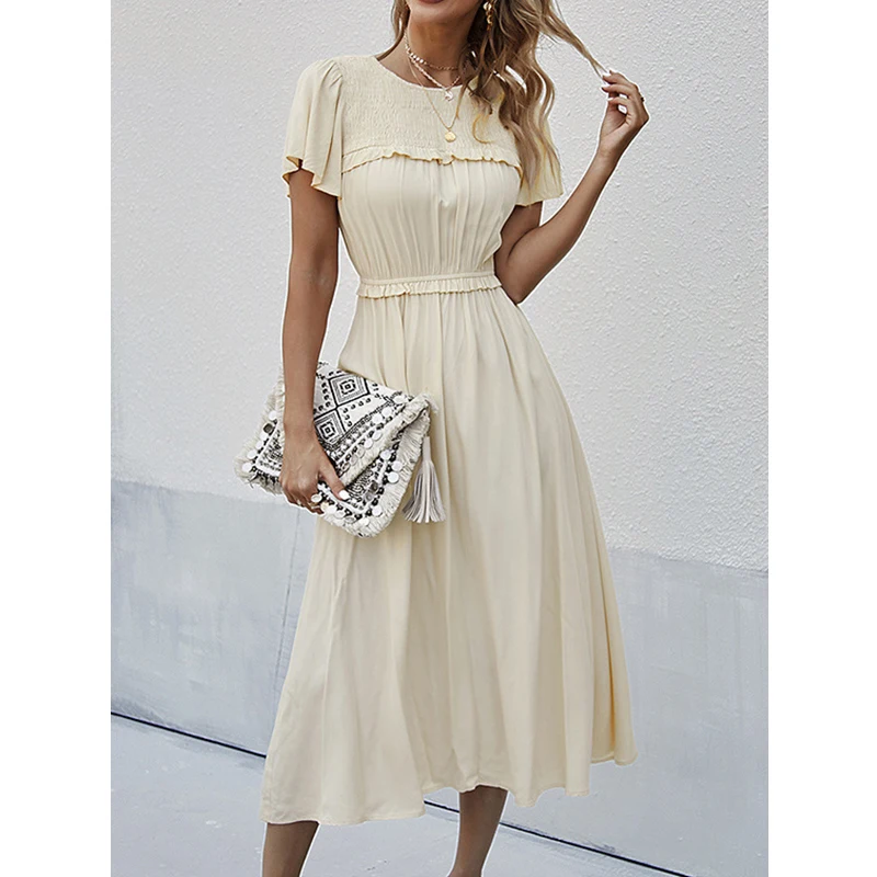 

vestidos Casual vacation one-piece long dress lady 2022 summer temperament big swing dresses for women ruffles Dress elegant