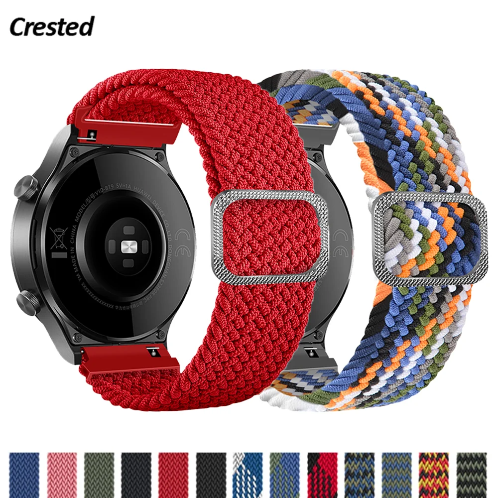 

20mm/22mm Strap for Samsung Galaxy watch 4 classic 3 active 2 Gear S3 Adjustable Braided Solo Loop Huawei watch GT/2/2e/Pro band