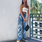 Женские джинсы с завышенной талией Y2K, свободные джинсы в стиле 90-х с сердечком, уличная одежда в Корейском стиле, брюки в стиле 90-х, джинсы, широкие штаны