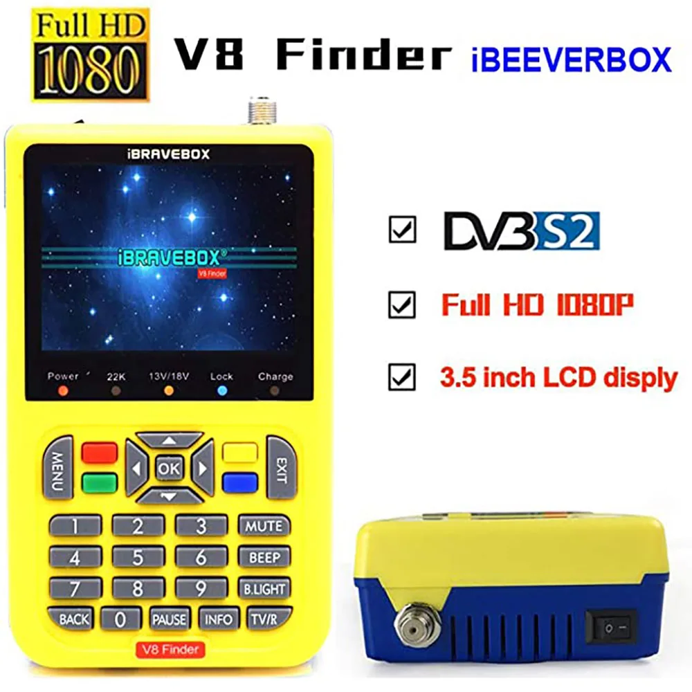 Цифровой спутниковый искатель iBRAVEBOX V8 Finder измеритель сигнала Full HD DVB S/S2 H.264 с ЖК