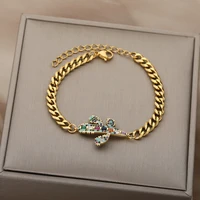 cactus bracelet for women punk stainless steel chain zircon plant cactus bracelet bangles gothic birthday jewelry accessories