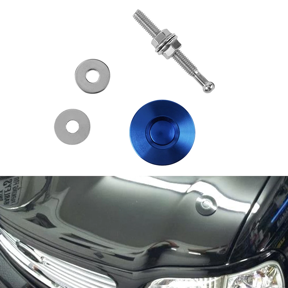 Blue Silver Быстросъемные защелки кнопочный гоночный автомобиль капот контактный Замок капота бампер зажим для универсального - Цвет: Blue Silver