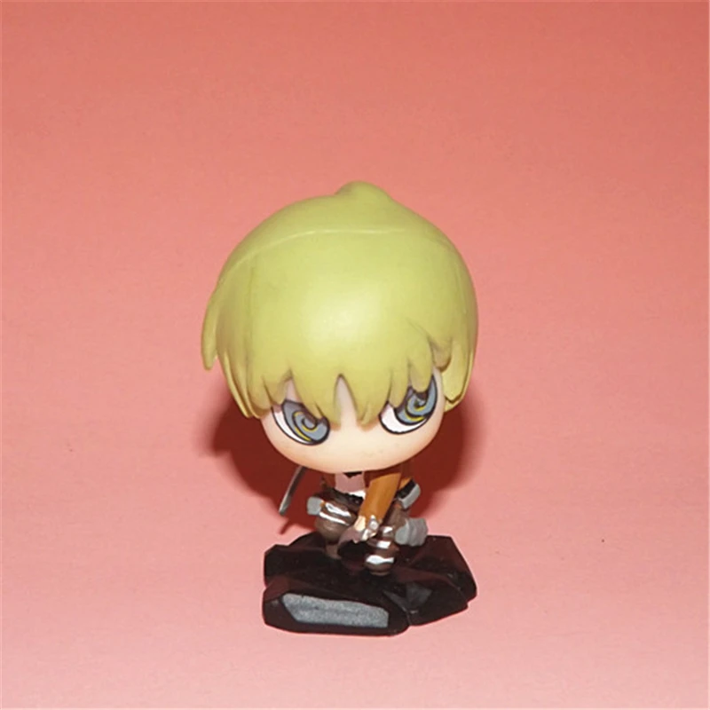 

HOT 5PCS Anime Attacking Giant Eren Jaeger Mikasa Ackerman Armin Arlert Levi Ackerman Colossal Titan 5cm decorative ornaments